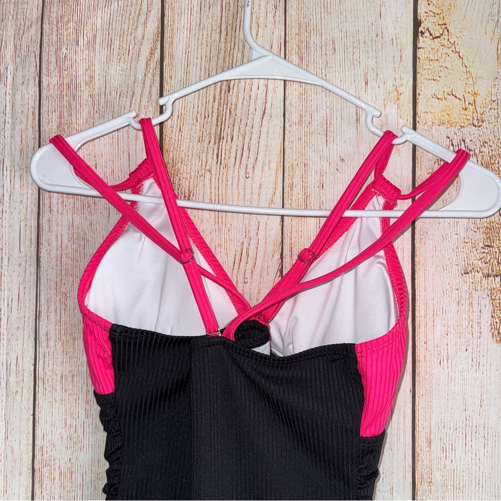 Pink and black women's swim dress, ribbed, nwot, Sz M​ - Picture 6 of 10